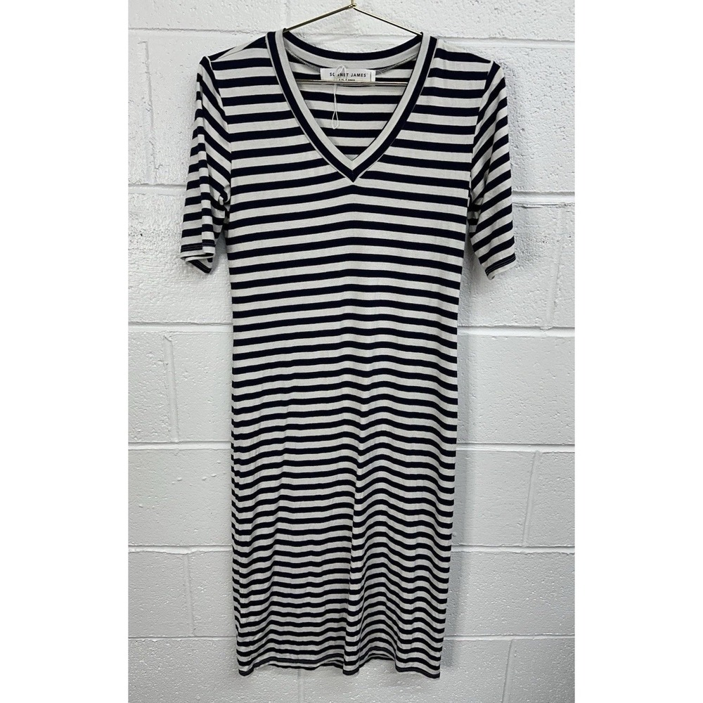 Sonnet James The June Play Dress Blue Striped V-Neck / Women's XS